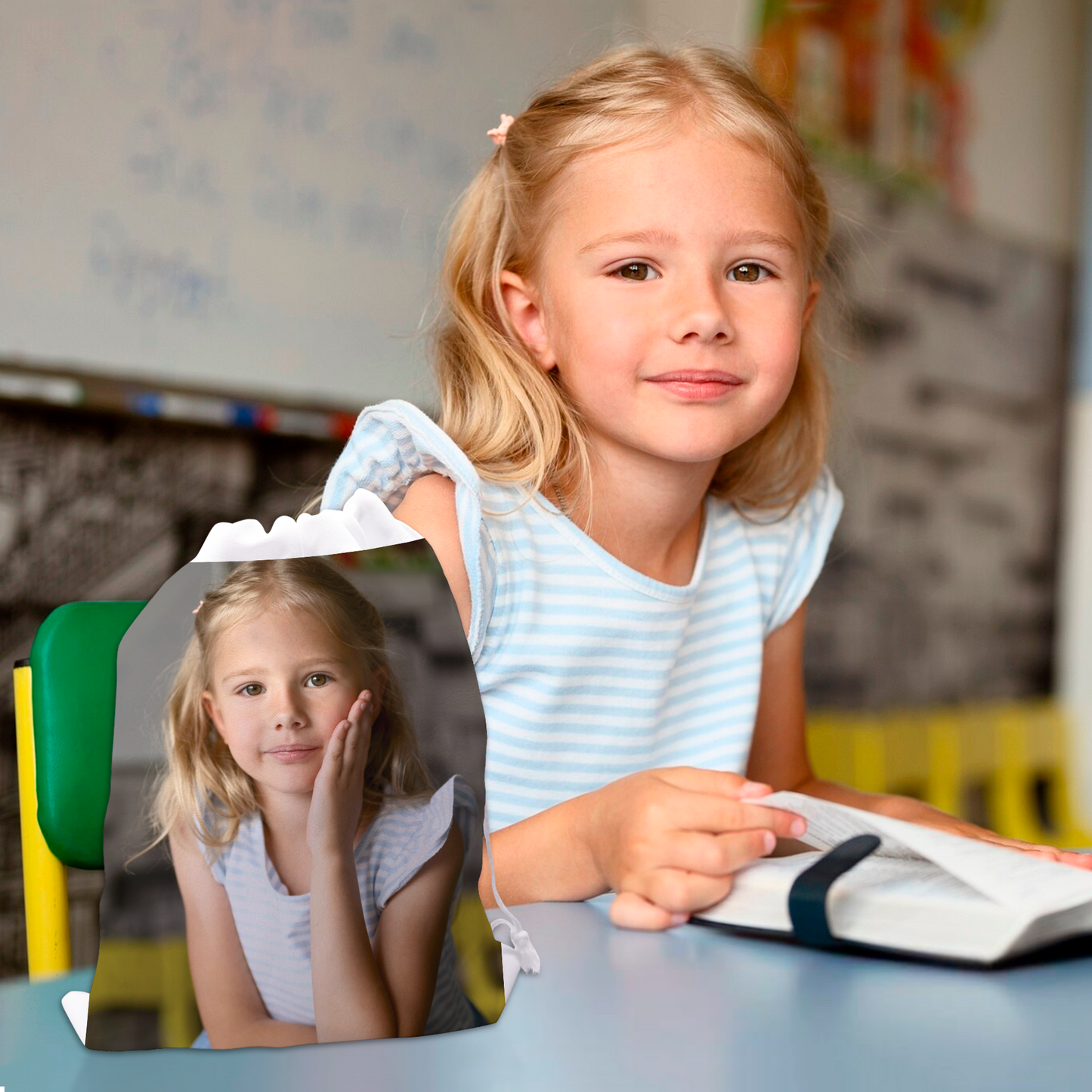 Bolsa Merienda Personalizada con Foto y Texto o Nombre para Niños | Vuelta al Colegio/Guardería