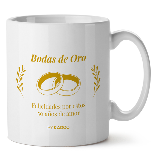 Taza Personalizada Aniversario De Boda Bodas De Oro Clásico