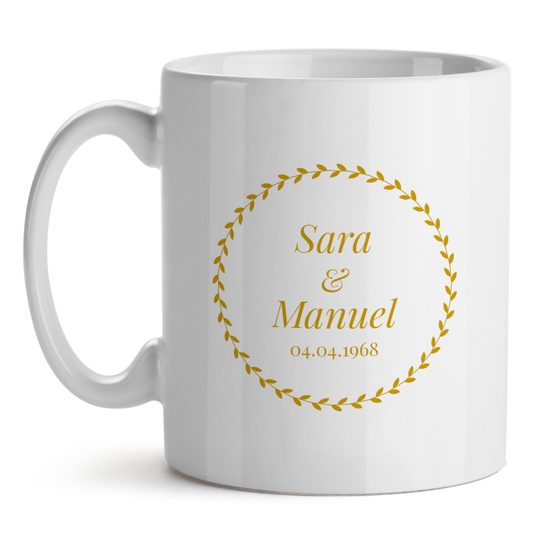 Taza Personalizada Aniversario De Boda Bodas De Oro Clásico