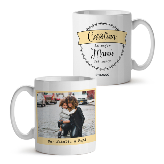 Taza Personalizada Día De La Madre La Mejor Mamá Del Mundo Con Foto, Nombre y Dedicatoria