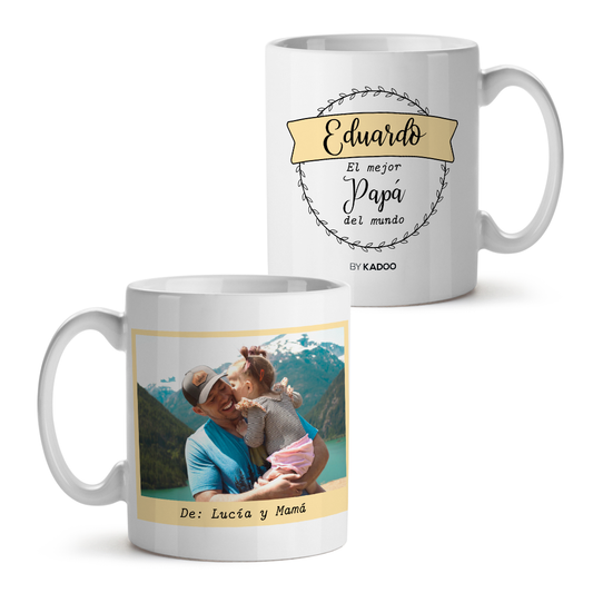 Taza Personalizada Día Del Padre El Mejor Papá Del Mundo Con Foto y Nombre