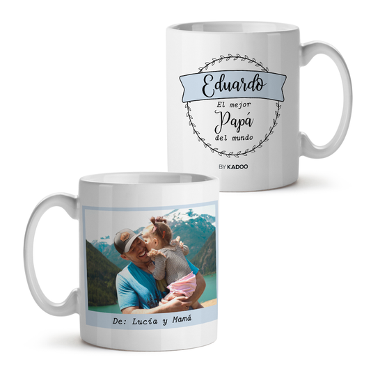 Taza Personalizada Día Del Padre El Mejor Papá Del Mundo Con Foto y Nombre