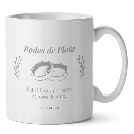 Taza Personalizada Aniversario De Boda Bodas De Plata Clásico