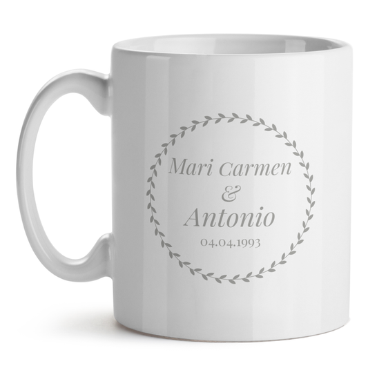 Taza Personalizada Aniversario De Boda Bodas De Plata Clásico