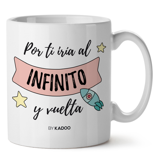 Taza Personalizada San Valentín Por Ti Iría Al Infinito Y Vuelta Con Nombres