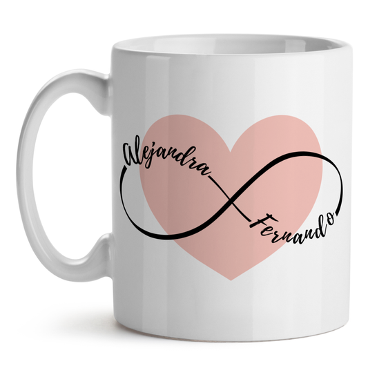 Taza Personalizada San Valentín Por Ti Iría Al Infinito Y Vuelta Con Nombres