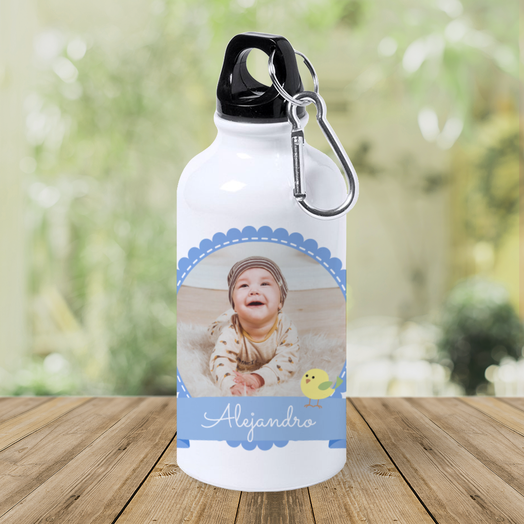 Botella de Aluminio Personalizada Infantil con Foto Y Pajarito