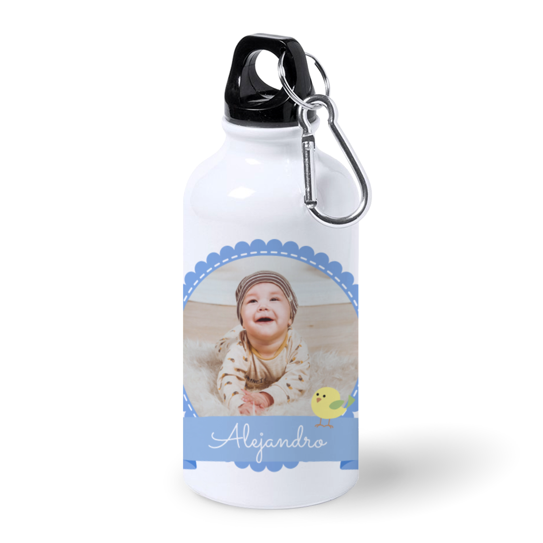 Botella de Aluminio Personalizada Infantil con Foto Y Pajarito