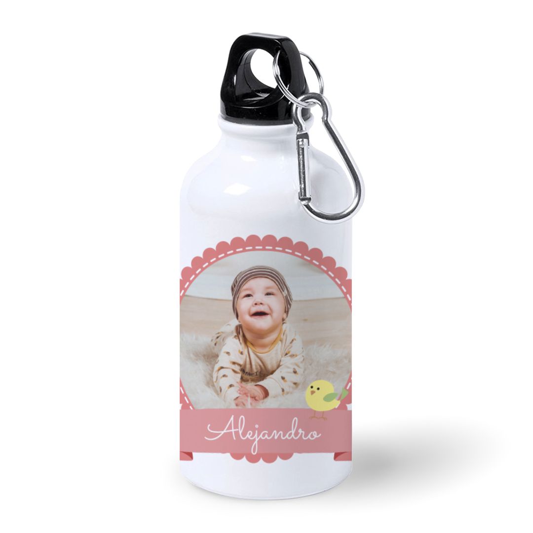 Botella de Aluminio Personalizada Infantil con Foto Y Pajarito