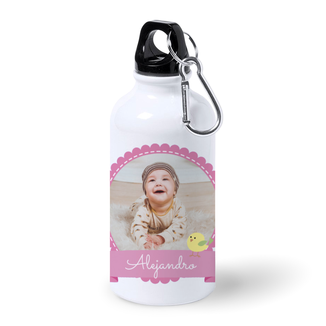 Botella de Aluminio Personalizada Infantil con Foto Y Pajarito