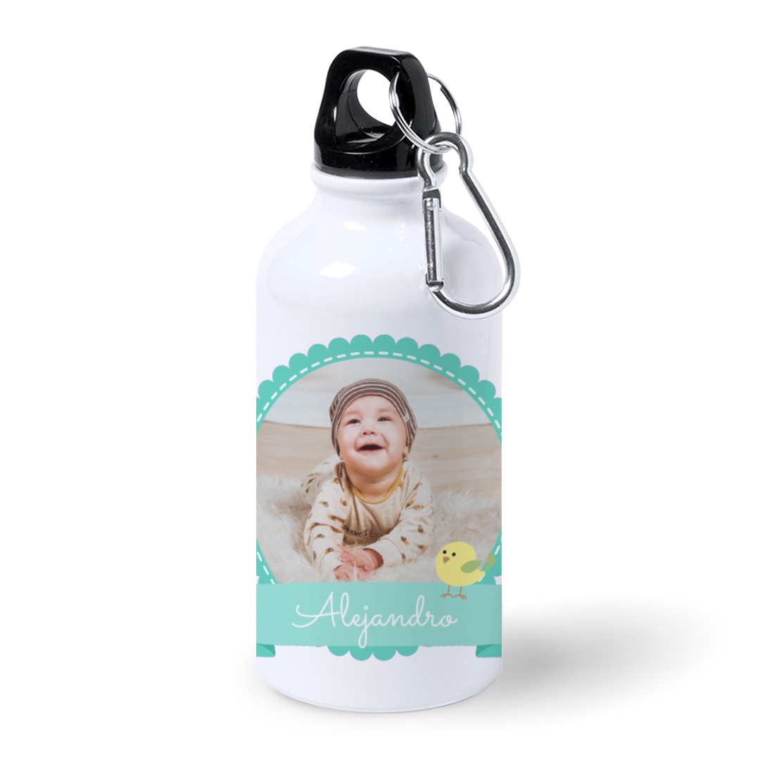 Botella de Aluminio Personalizada Infantil con Foto Y Pajarito