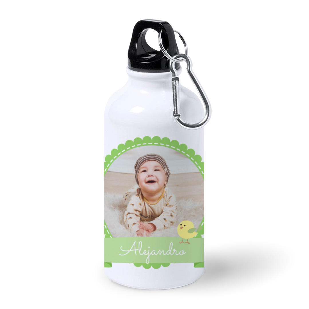 Botella de Aluminio Personalizada Infantil con Foto Y Pajarito