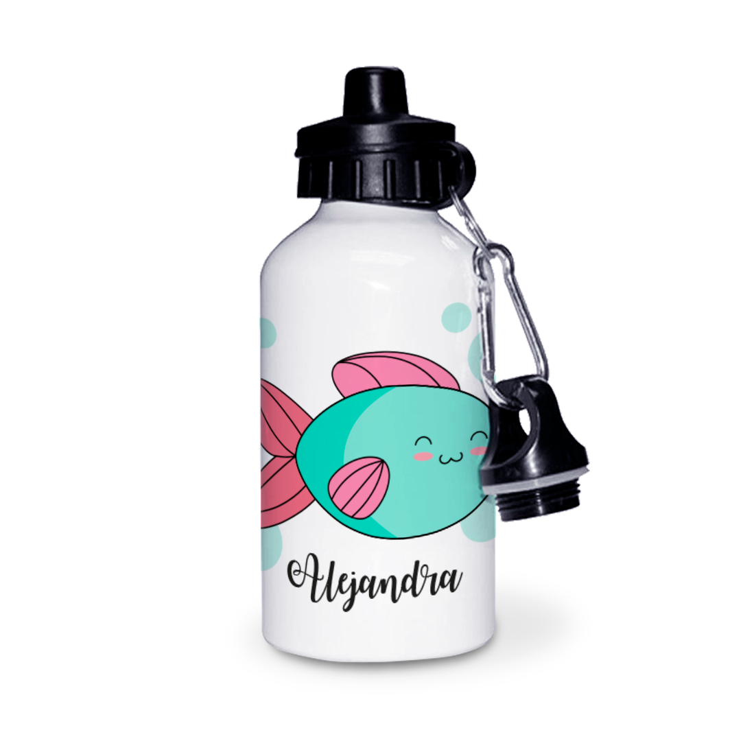 Botella de Aluminio Personalizada Infantil Pez con Nombre