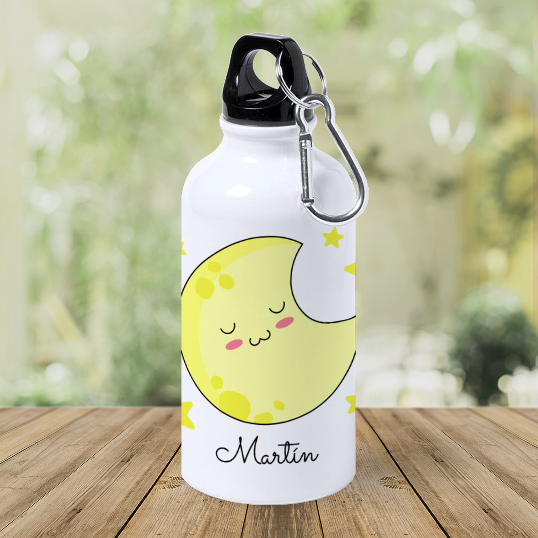 Botella de Aluminio Personalizada Infantil Luna con Nombre
