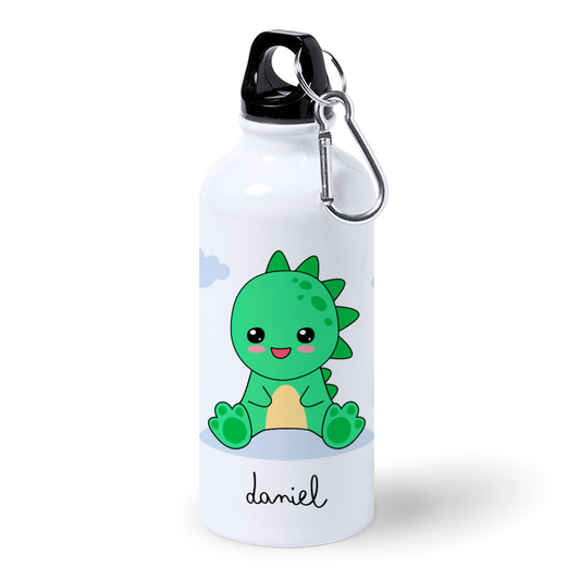 Botella de Aluminio Personalizada Infantil Dinosaurio Bebe con Nombre