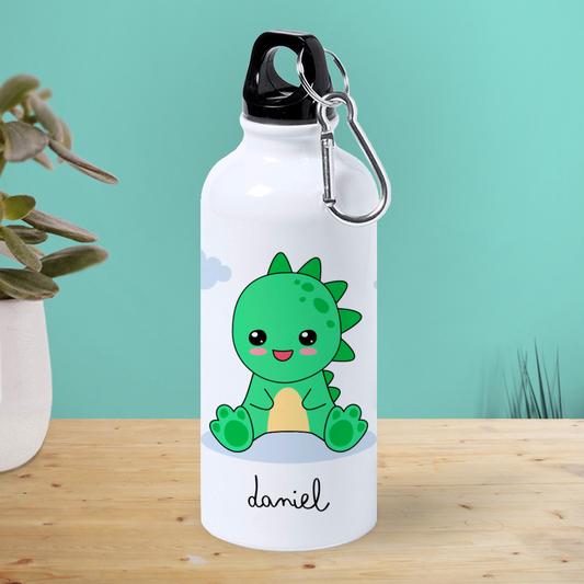 Botella de Aluminio Personalizada Infantil Dinosaurio Bebe con Nombre