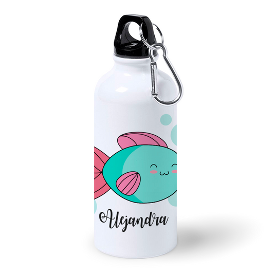 Botella de Aluminio Personalizada Infantil Pez con Nombre