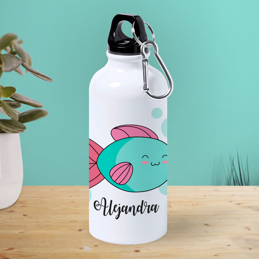 Botella de Aluminio Personalizada Infantil Pez con Nombre