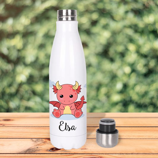 Botella Térmica, Termo de Acero Inoxidable para Agua Personalizada Infantil Dragón Bebe Con Nombre