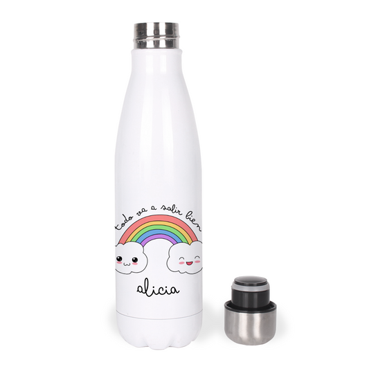 Botella Térmica, Termo de Acero Inoxidable para Agua Personalizada Infantil Todo Va A Salir Bien Con Nombre