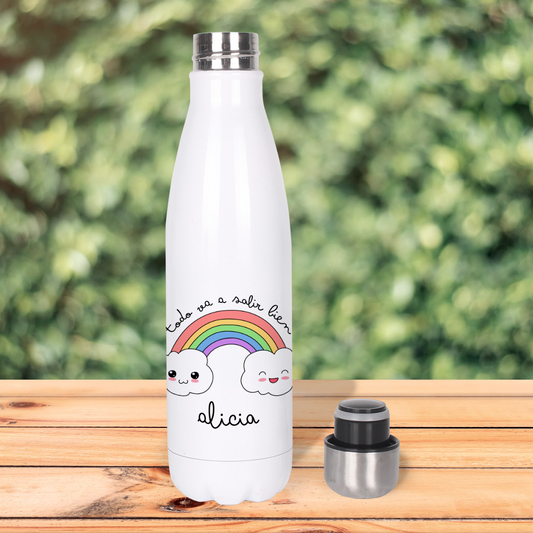 Botella Térmica, Termo de Acero Inoxidable para Agua Personalizada Infantil Todo Va A Salir Bien Con Nombre