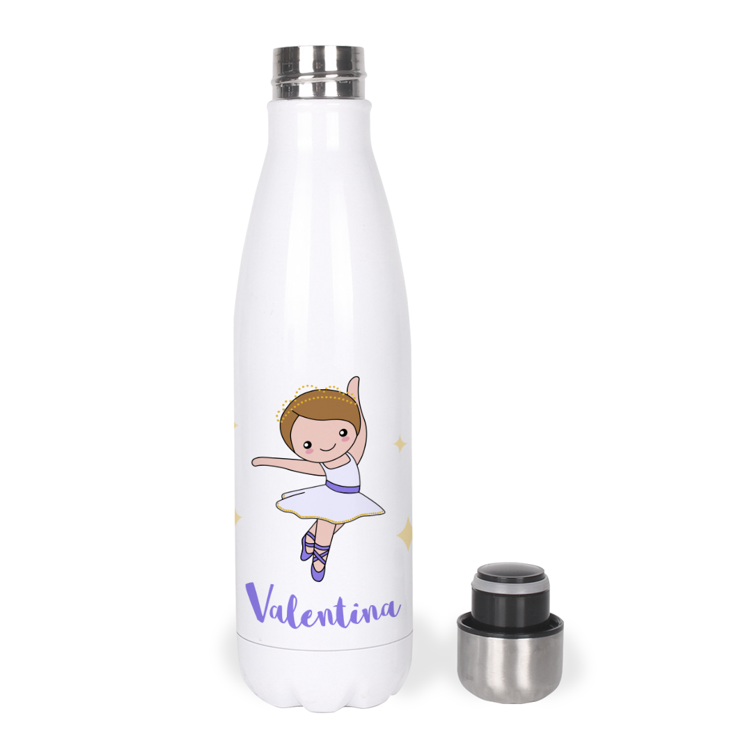 Botella Térmica, Termo de Acero Inoxidable para Agua Personalizada Infantil Bailarina Con Nombre