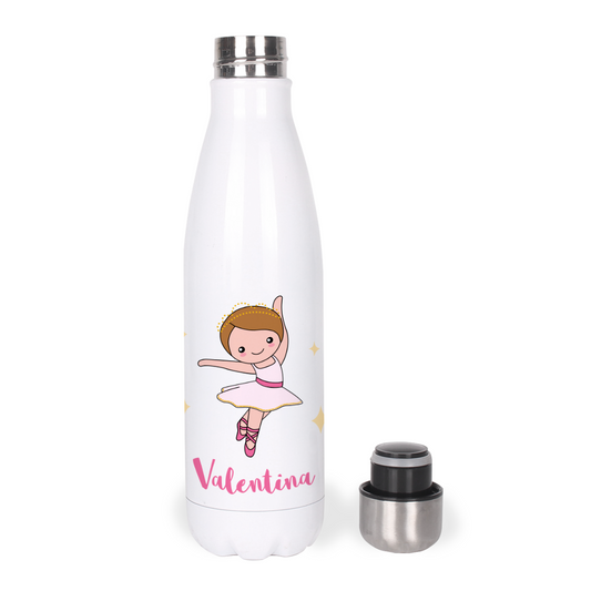 Botella Térmica, Termo de Acero Inoxidable para Agua Personalizada Infantil Bailarina Con Nombre