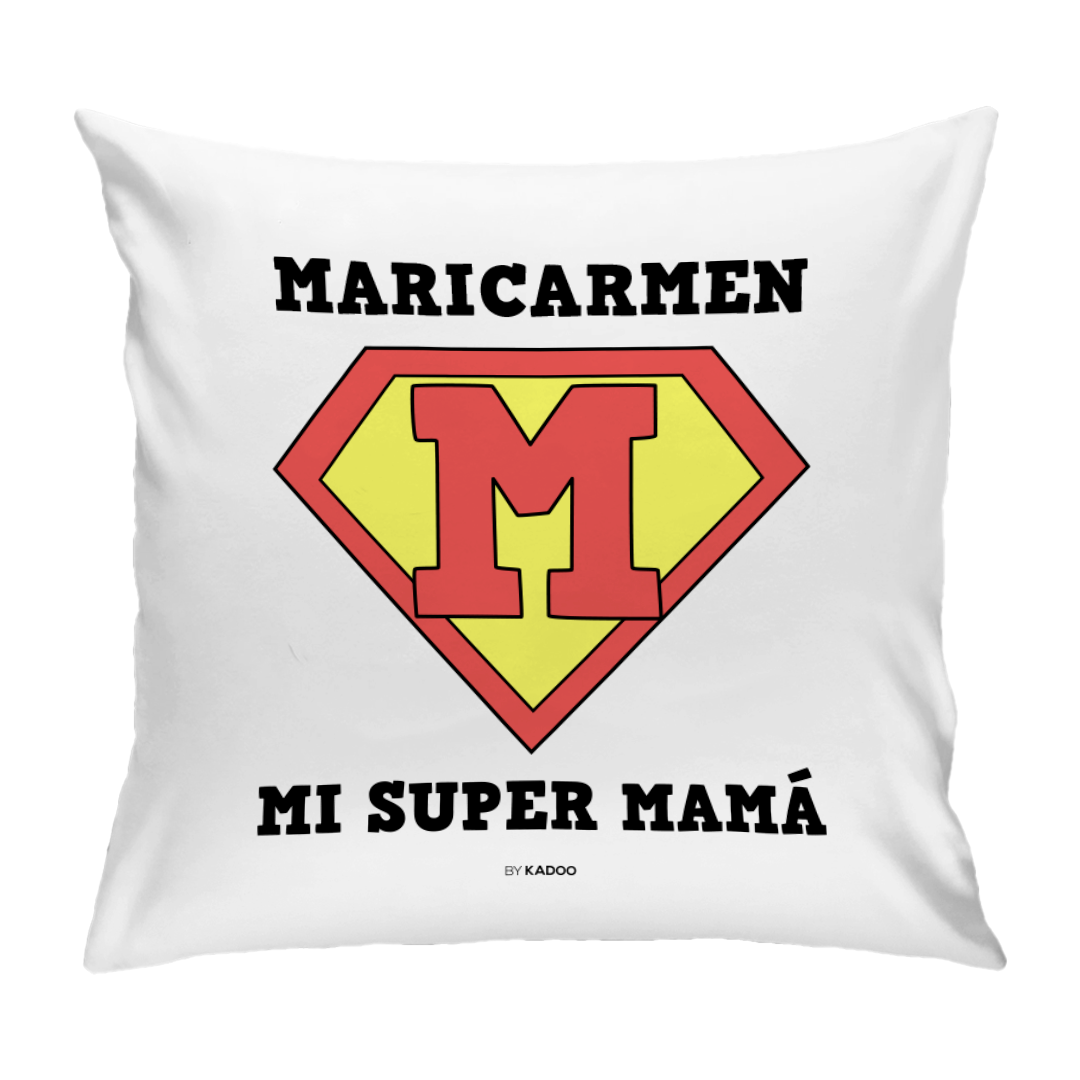 Cojín Personalizado Día de la Madre Mi Super Mamá con Inicial y Nombre