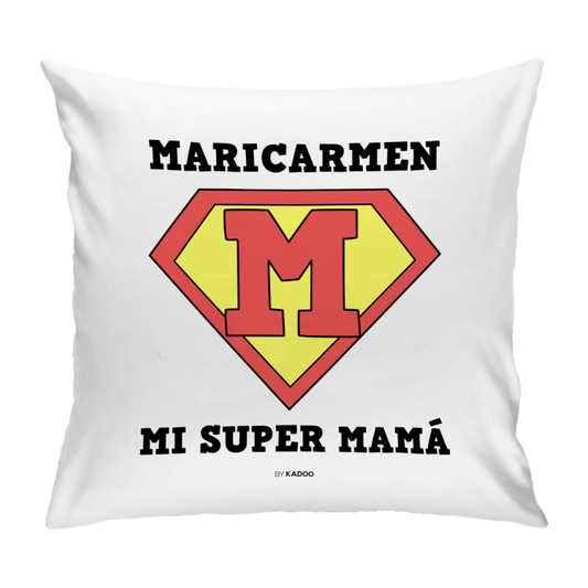 Cojín Personalizado Día de la Madre Mi Super Mamá con Inicial y Nombre