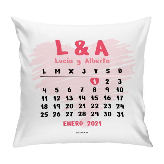 Cojín Personalizado San Valentín Fecha Especial con Nombres