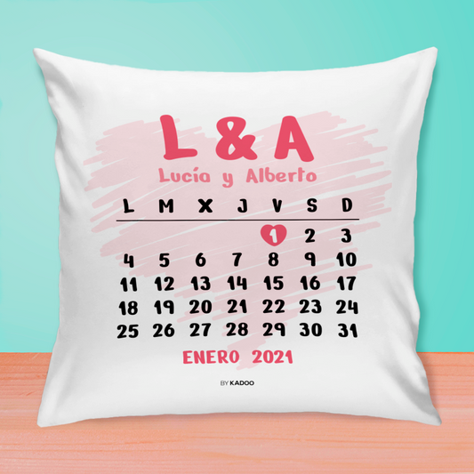 Cojín Personalizado San Valentín Fecha Especial con Nombres