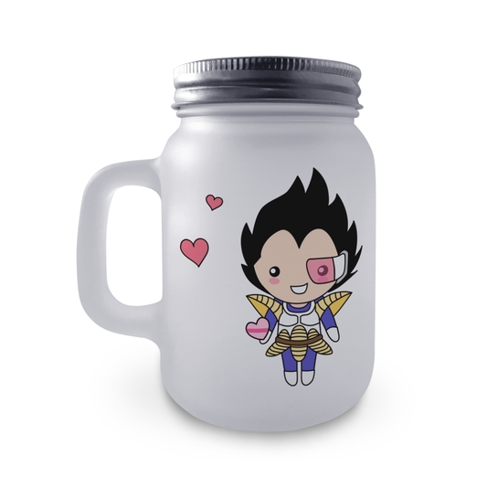 Jarra de Cristal con Tapa y Pajita San Valentín Vegeta Amor 9000