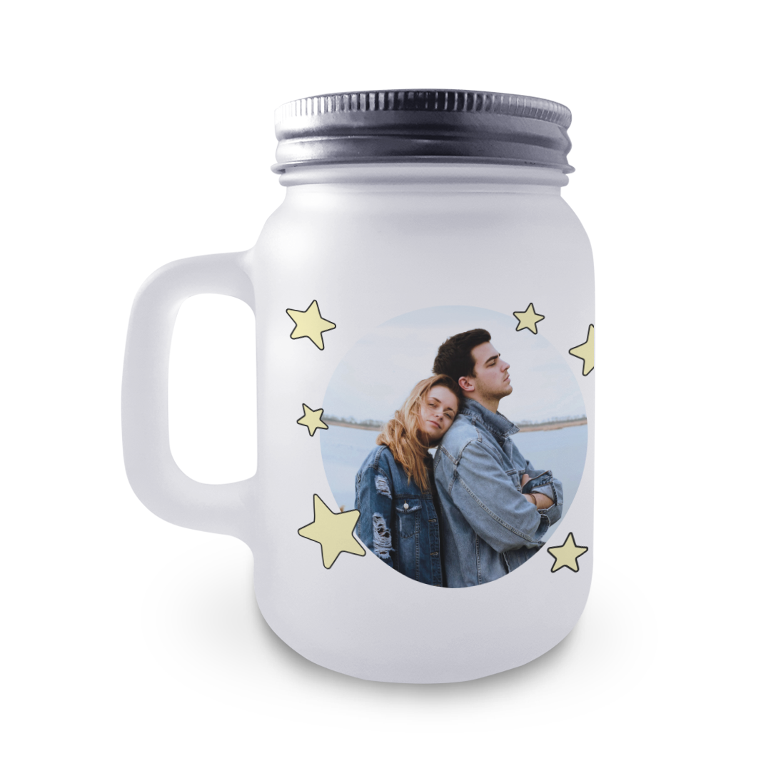 Jarra de Cristal con Tapa y Pajita San Valentín Te Quiero Hasta El Infinito Y Más Allá