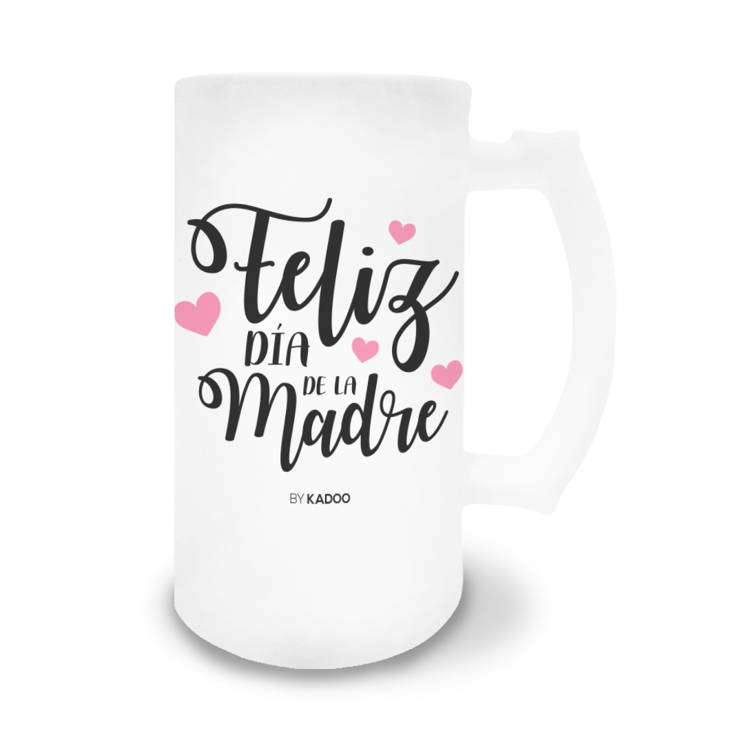 Jarra de Cerveza de Cristal Esmerilado Personalizada Día de la Madre Feliz Día de la Madre con Foto