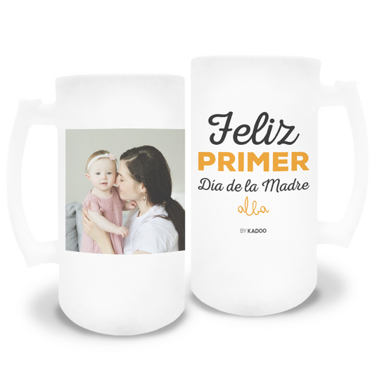 Jarra de Cerveza de Cristal Esmerilado Personalizada Día de la Madre Feliz Primer Día de la Madre