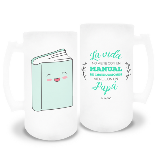 Jarra de Cerveza de Cristal Esmerilado Día del Padre Manual de Instrucciones