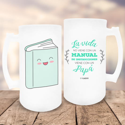 Jarra de Cerveza de Cristal Esmerilado Día del Padre Manual de Instrucciones