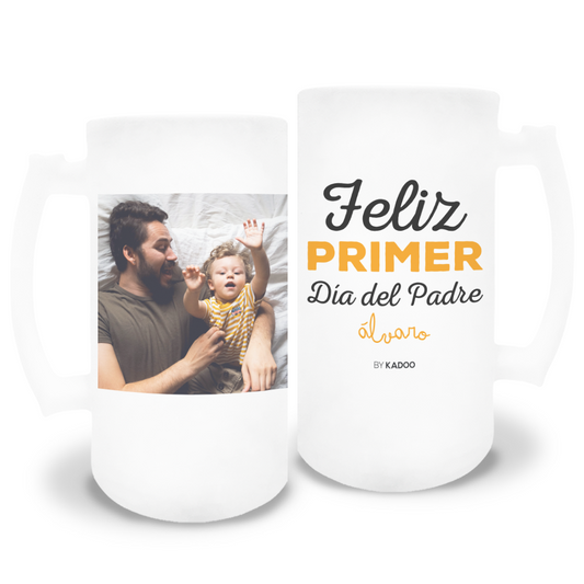 Jarra de Cerveza de Cristal Esmerilado Personalizada Día del Padre Feliz Primer Día del Padre