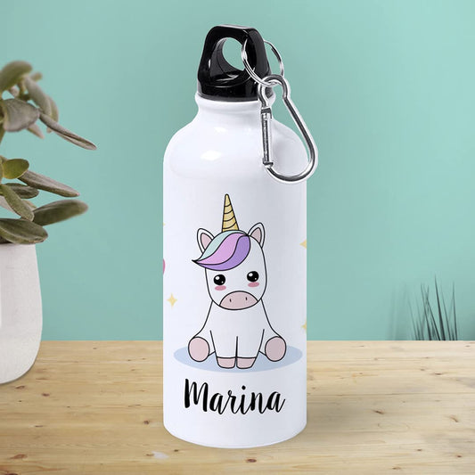 Botella de Aluminio Personalizada Infantil Unicornio con Nombre