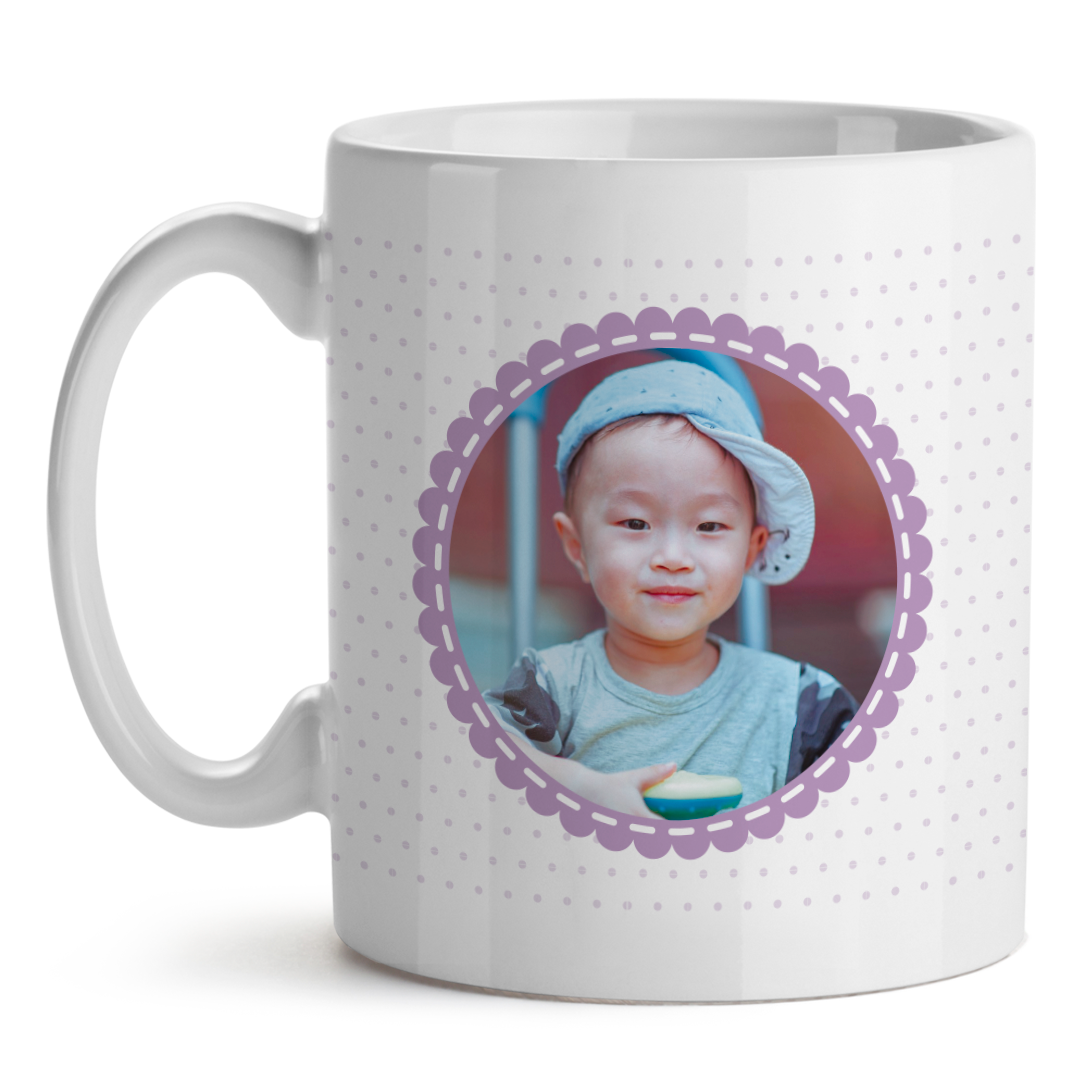 Taza Personalizada Infantil Con Foto, Lazo Y Bandera