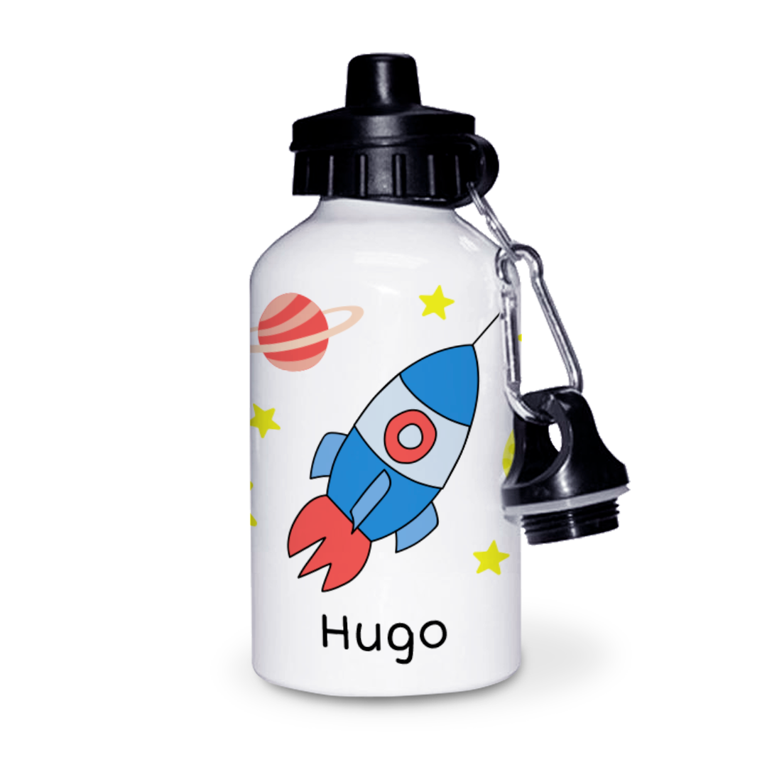 Botella de Aluminio Personalizada Infantil Cohete con Nombre