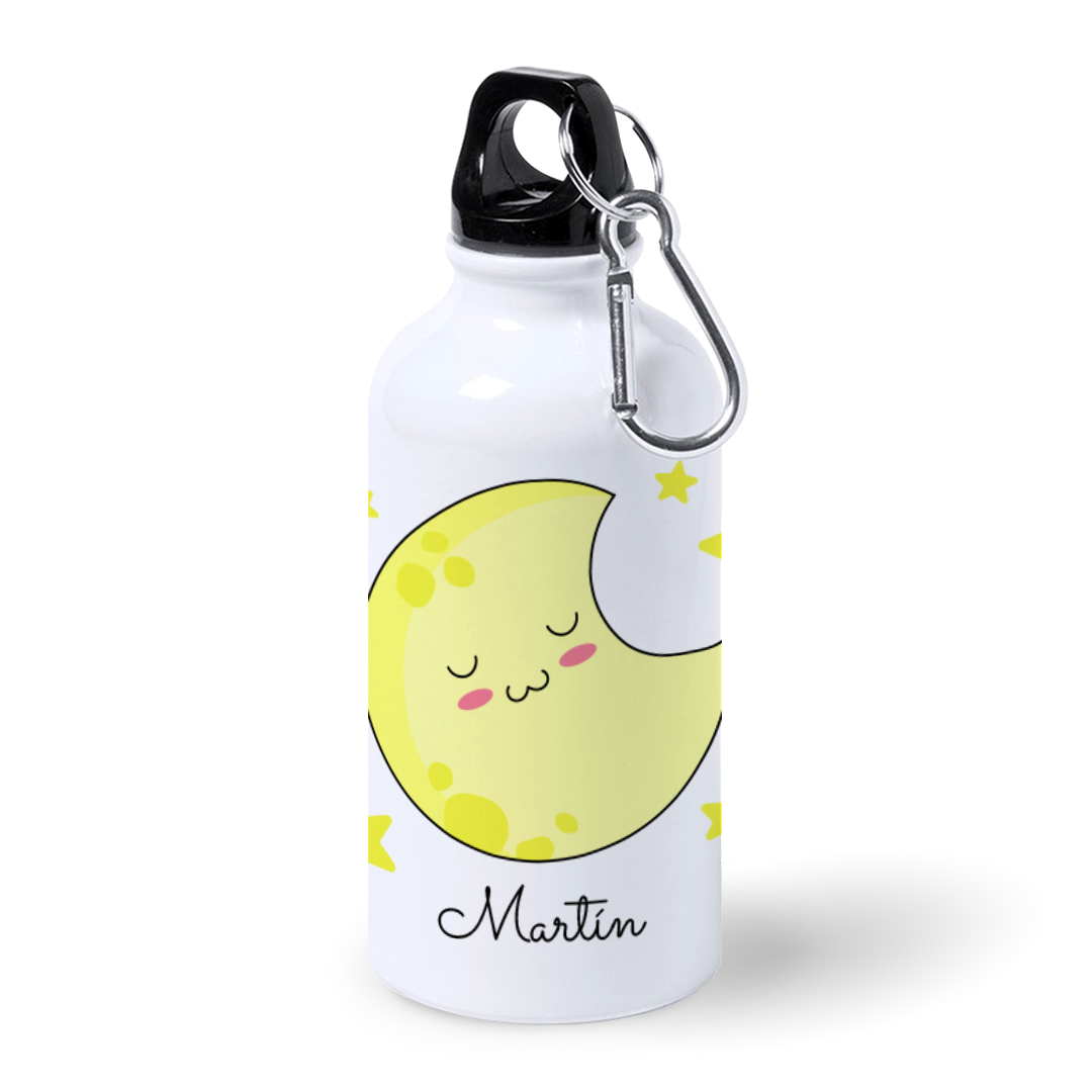 Botella de Aluminio Personalizada Infantil Luna con Nombre