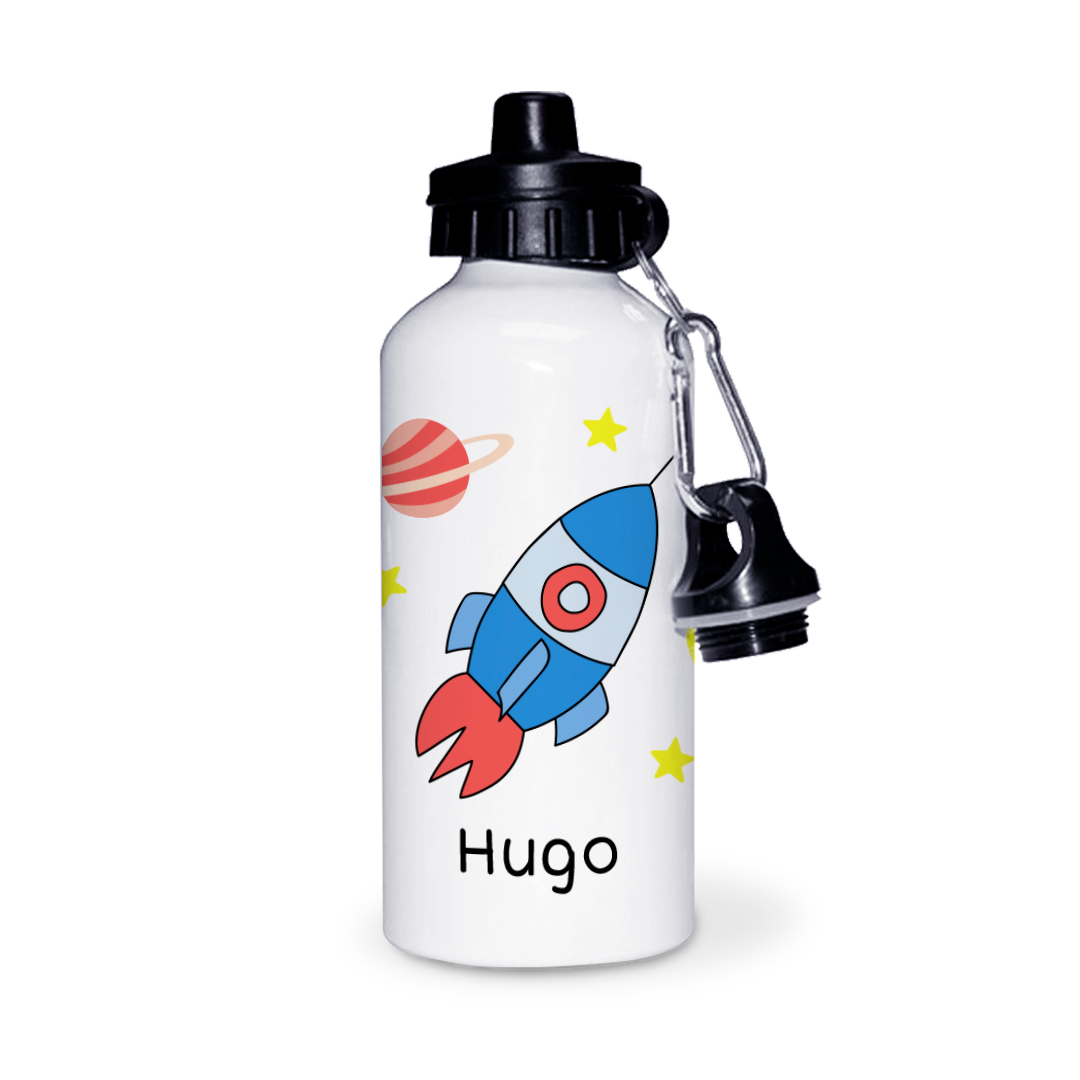 Botella de Aluminio Personalizada Infantil Cohete con Nombre