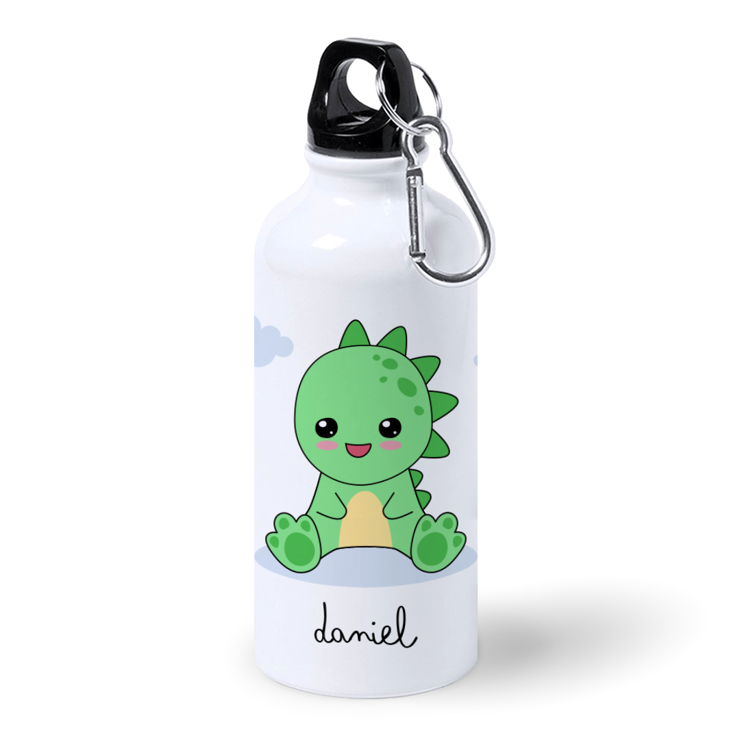 Botella de Aluminio Personalizada Infantil Dinosaurio Bebe con Nombre