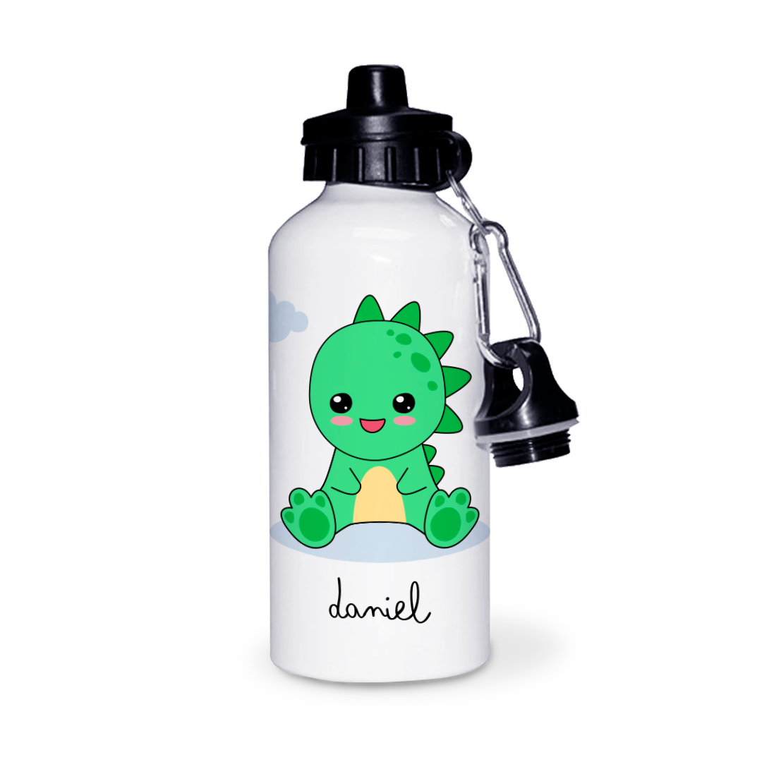 Botella de Aluminio Personalizada Infantil Dinosaurio Bebe con Nombre