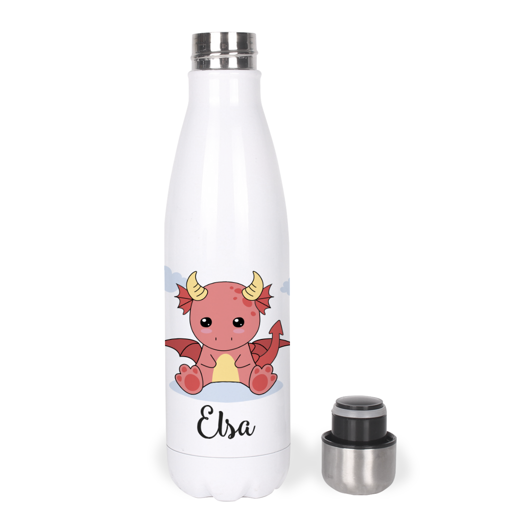 Botella Térmica, Termo de Acero Inoxidable para Agua Personalizada Infantil Dragón Bebe Con Nombre