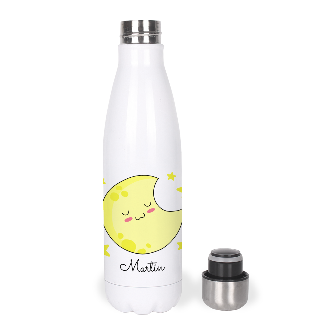 Botella Térmica, Termo de Acero Inoxidable para Agua Personalizada Infantil Luna Con Nombre